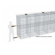 Kit gabion 22 m de longueur, 200cm (H) x 100cm (L), pour clôture, assemblage agrafes, mailles 5 x 10 cm, grilles non visibles mailles 10 x 10 cm