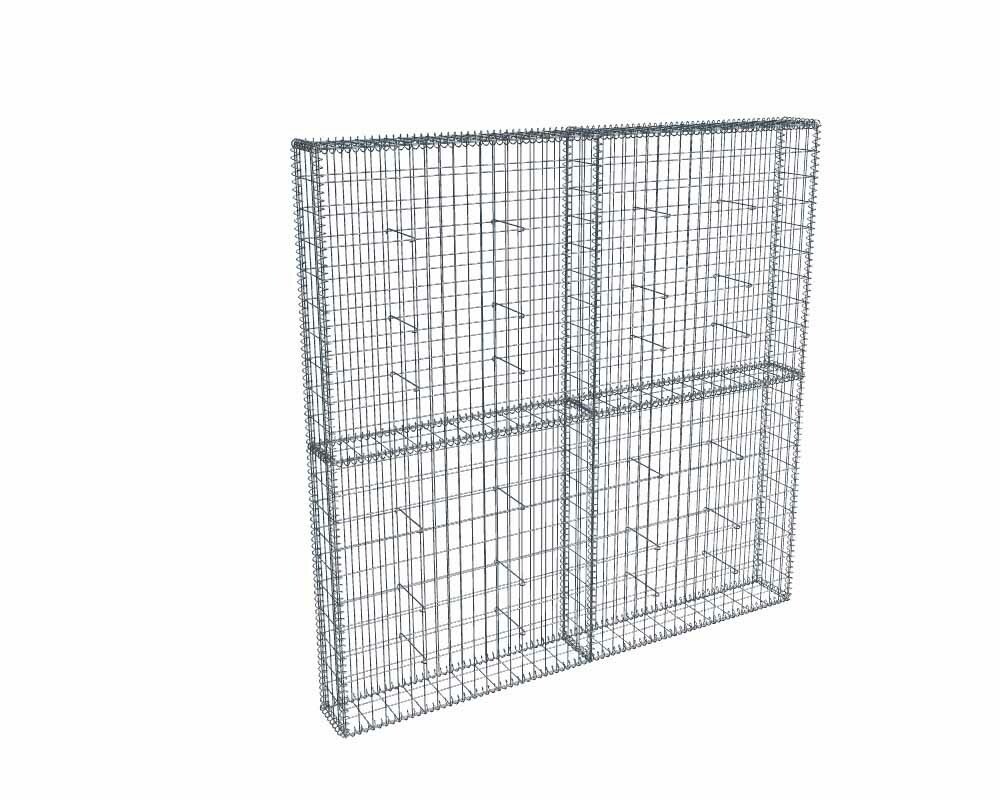 Kit gabion 2m de longueur, 200cm (H) x 20cm (L), pour clôture, assemblage spirales, mailles 5 x 10 cm, grilles non visibles mailles 10 x 10 cm