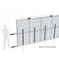 Kit gabion 6 m de longueur, 200cm (H) x 20cm (L), pour clôture, assemblage agrafes, mailles 5 x 10 cm, avec poteaux raidisseurs à sceller