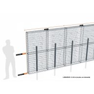 Kit gabion 16 m de longueur, 200cm (H) x 20cm (L), pour clôture, assemblage spirales, mailles 5 x 10 cm, avec poteaux raidisseurs à sceller