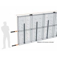 Kit gabion 8 m de longueur, 200cm (H) x 20cm (L), pour clôture, assemblage spirales, mailles 5 x 10 cm, avec poteaux raidisseurs à visser