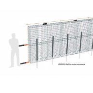 Kit gabion 30 m de longueur, 200cm (H) x 30cm (L), pour clôture, assemblage agrafes, mailles 5 x 10 cm, avec poteaux raidisseurs à sceller