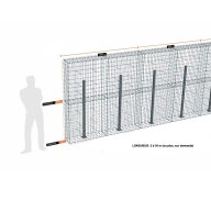 Kit gabion 30 m de longueur, 200cm (H) x 30cm (L), pour clôture, assemblage agrafes, mailles 5 x 10 cm, avec poteaux raidisseurs à visser