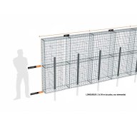 Kit gabion 12 m de longueur, 200cm (H) x 30cm (L), pour clôture, assemblage spirales, mailles 5 x 10 cm, avec poteaux raidisseurs à sceller