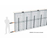 Kit gabion 8 m de longueur, 200cm (H) x 30cm (L), pour clôture, assemblage spirales, mailles 5 x 10 cm, avec poteaux raidisseurs à visser