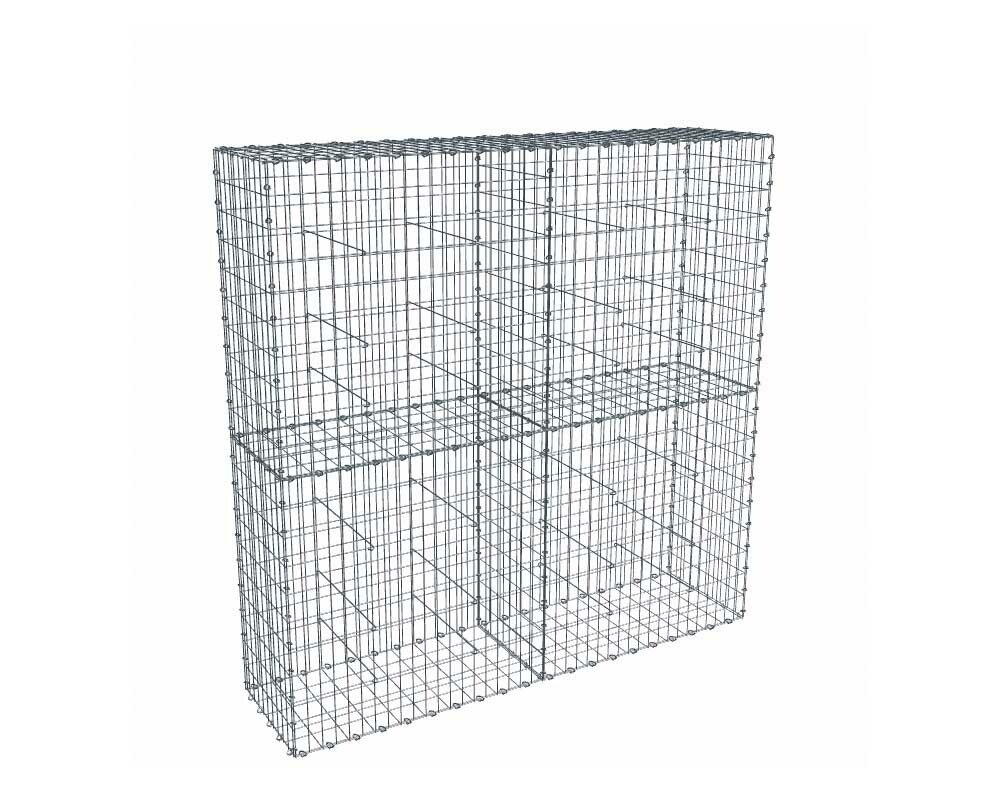 Kit gabion 2m de longueur, 200cm (H) x 50cm (L), pour clôture, assemblage agrafes, mailles 5 x 10 cm, grilles non visibles mailles 10 x 10 cm