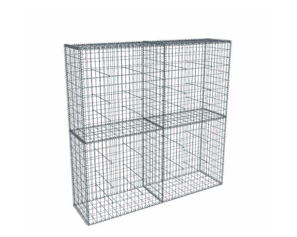 Kit gabion 2m de longueur, 200cm (H) x 50cm (L), pour clôture, assemblage spirales, mailles 5 x 10 cm, grilles non visibles mailles 10 x 10 cm