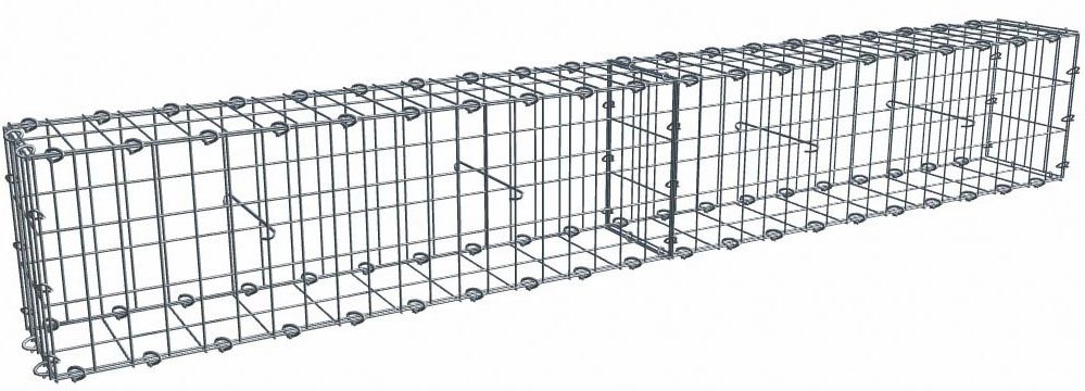 Kit gabion 2m de longueur, 30cm (H) x 20cm (L), pour clôture, assemblage agrafes, mailles 5 x 10 cm, grilles non visibles mailles 10 x 10 cm