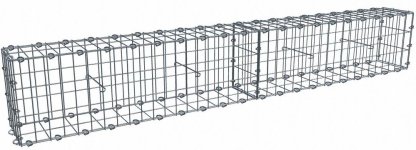 Vignette Kit gabion 2m de longueur, 30cm (H) x 20cm (L), pour clôture, assemblage agrafes, mailles 5 x 10 cm, grilles non visibles mailles 10 x 10 cm