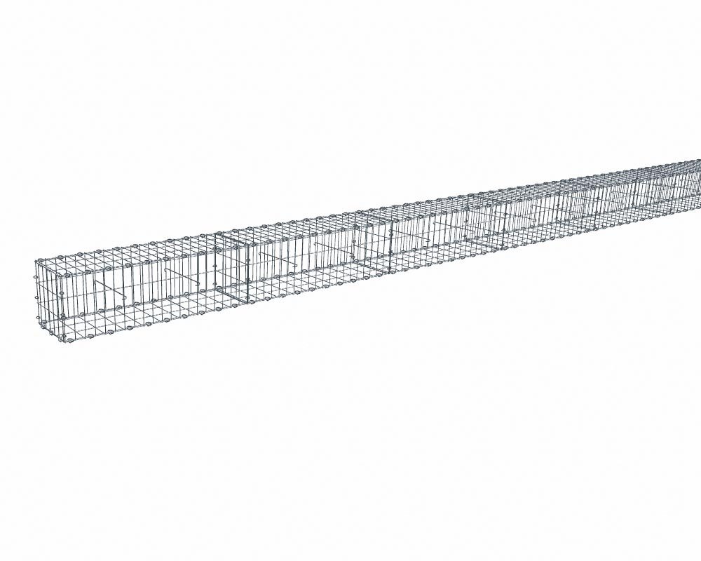 Kit gabion 30 m de longueur, 30cm (H) x 30cm (L), pour clôture, assemblage agrafes, mailles 5 x 10 cm, grilles non visibles mailles 10 x 10 cm