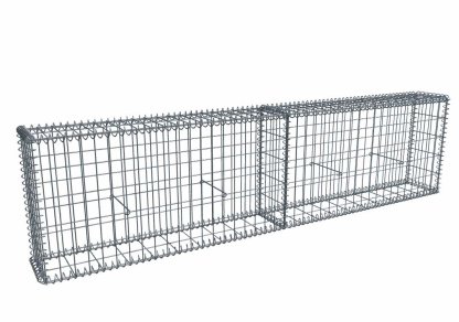 Vignette Kit gabion 2m de longueur, 50cm (H) x 20cm (L), pour clôture, assemblage spirales, mailles 5 x 10 cm, grilles non visibles mailles 10 x 10 cm