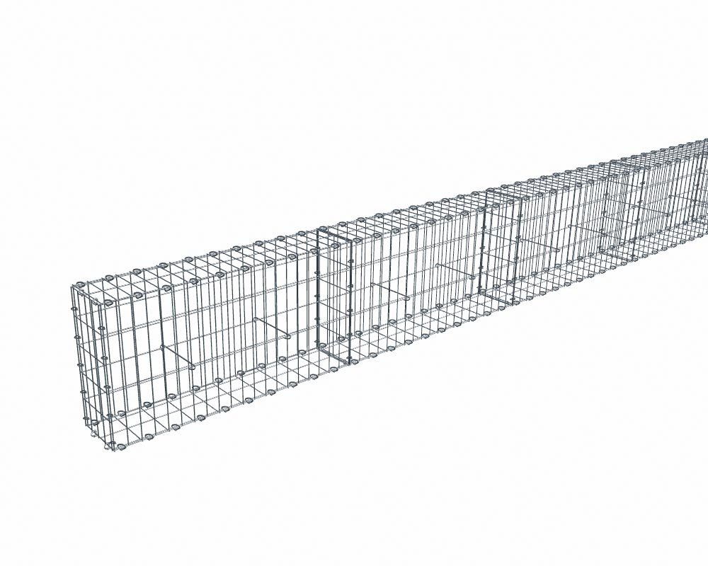 Kit gabion 30 m de longueur, 50cm (H) x 20cm (L), pour clôture, assemblage agrafes, mailles 5 x 10 cm, grilles non visibles mailles 10 x 10 cm