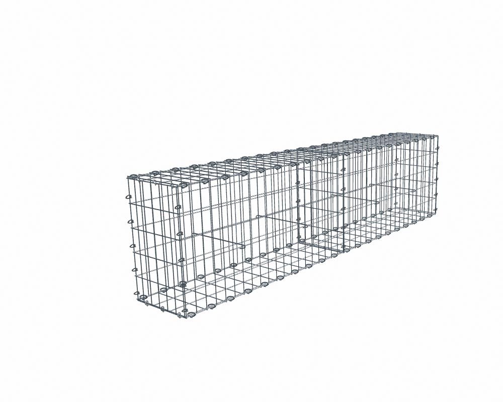 Kit gabion 2m de longueur, 50cm (H) x 30cm (L), pour clôture, assemblage agrafes, mailles 5 x 10 cm, grilles non visibles mailles 10 x 10 cm
