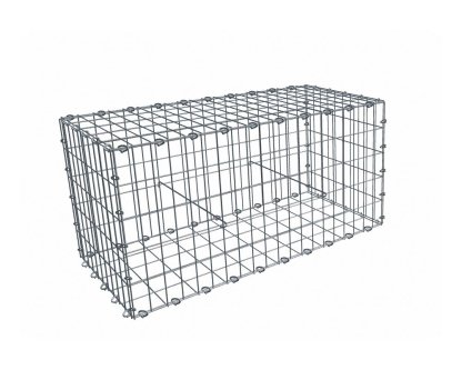 Vignette Gabion, longueur 100cm x 50cm(H) x 50(L), assemblage agrafes, mailles 5 x 10 cm, grilles non visibles mailles 10 x 10 cm Ø4mm