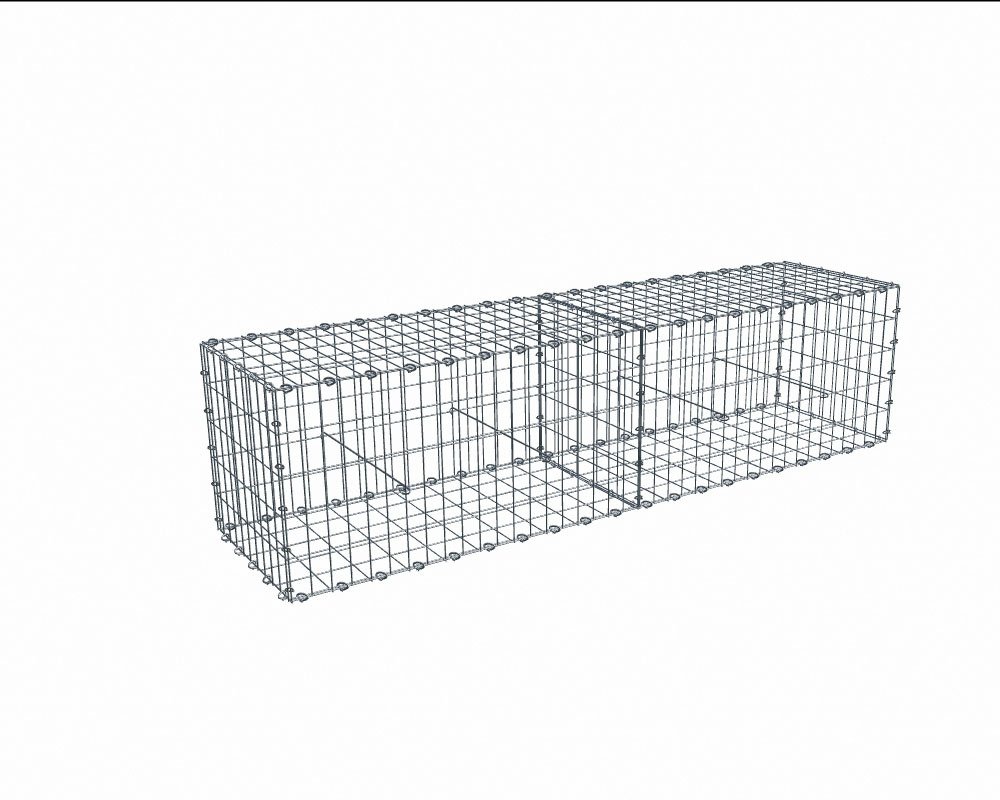 Kit gabion 2m de longueur, 50cm (H) x 50cm (L), pour clôture, assemblage agrafes, mailles 5 x 10 cm, grilles non visibles mailles 10 x 10 cm