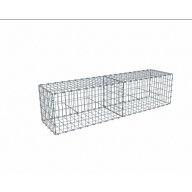 Kit gabion 2m de longueur, 50cm (H) x 50cm (L), pour clôture, assemblage agrafes, mailles 5 x 10 cm, grilles non visibles mailles 10 x 10 cm