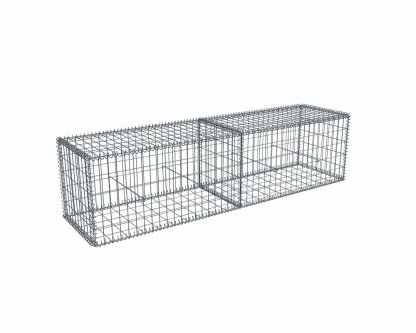 Vignette Kit gabion 2m de longueur, 50cm (H) x 50cm (L), pour clôture, assemblage spirales, mailles 5 x 10 cm, grilles non visibles mailles 10 x 10 cm