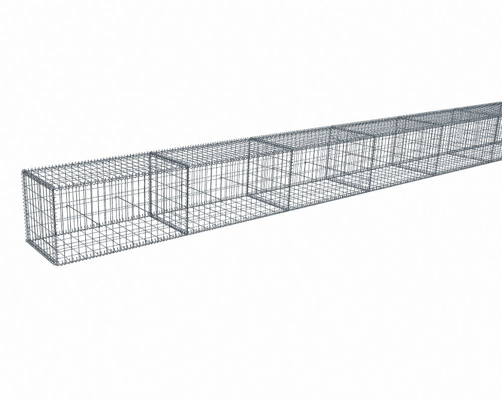 Kit gabion 30 m de longueur, 50cm (H) x 50cm (L), pour clôture, assemblage spirales, mailles 5 x 10 cm, grilles non visibles mailles 10 x 10 cm