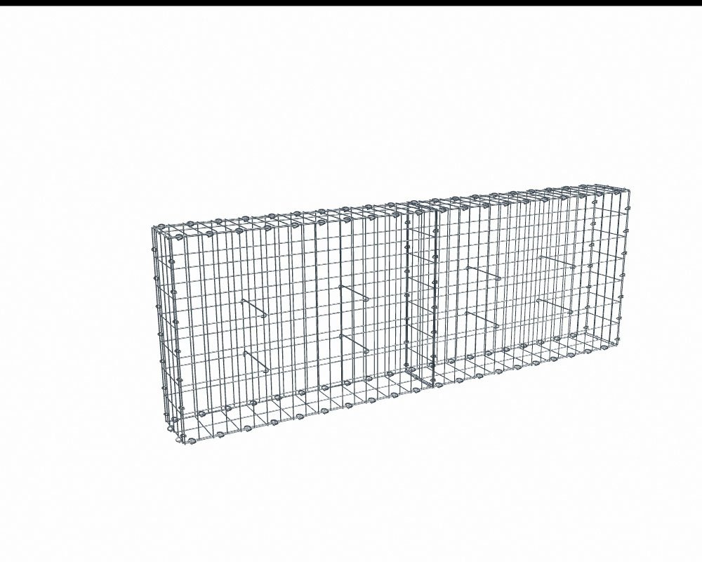 Kit gabion 2m de longueur, 70cm (H) x 20cm (L), pour clôture, assemblage agrafes, mailles 5 x 10 cm, grilles non visibles mailles 10 x 10 cm