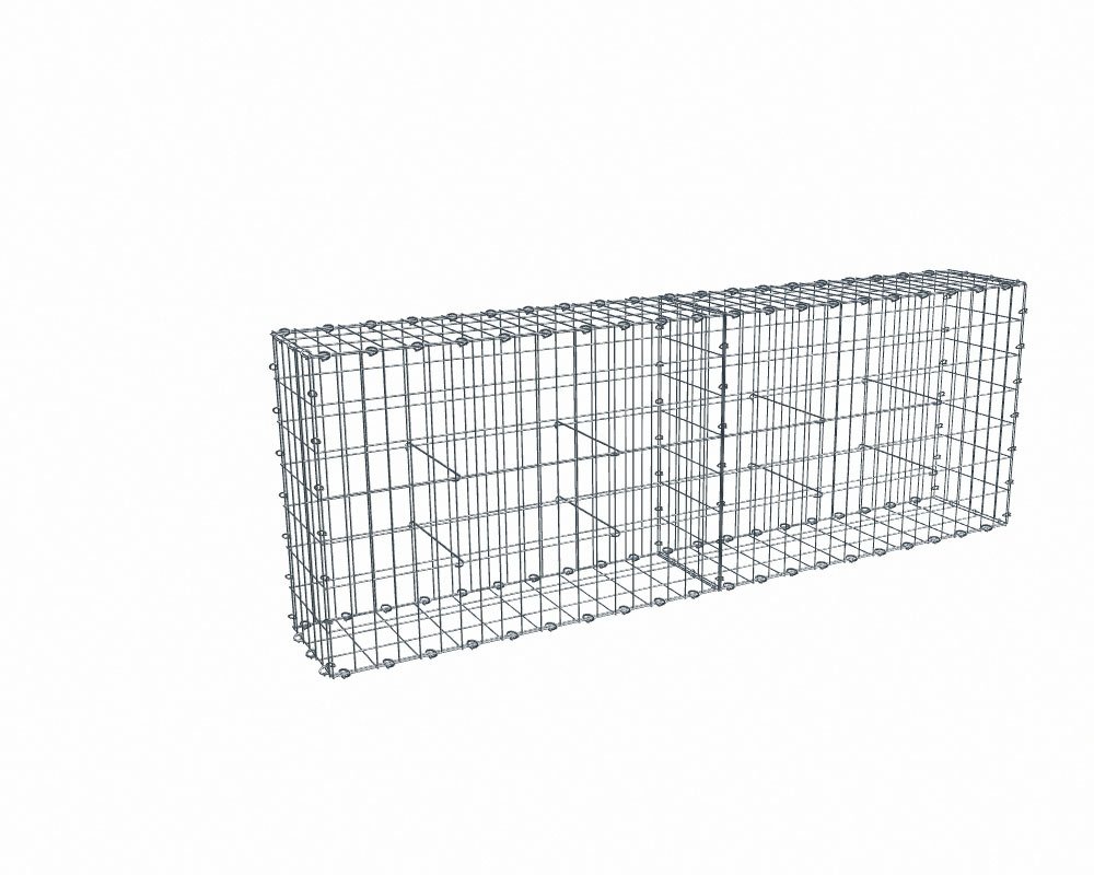 Kit gabion 2m de longueur, 70cm (H) x 30cm (L), pour clôture, assemblage agrafes, mailles 5 x 10 cm, grilles non visibles mailles 10 x 10 cm