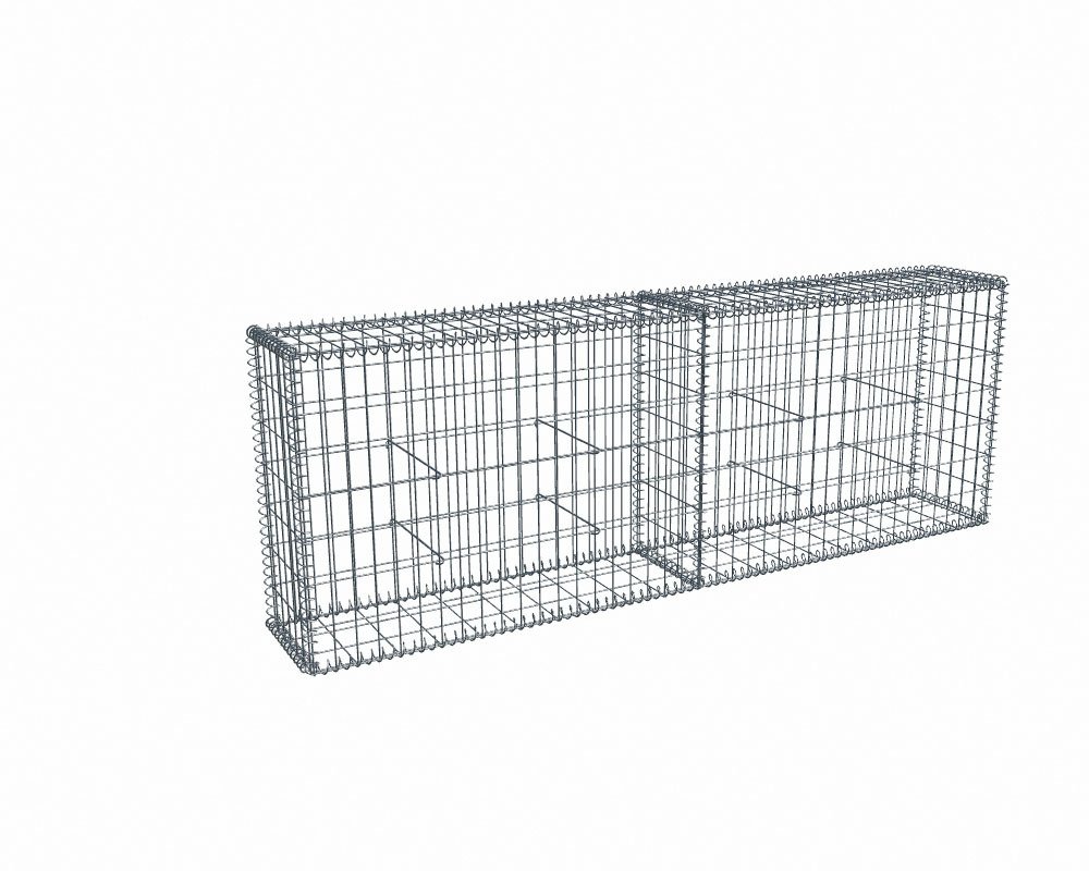 Kit gabion 2m de longueur, 70cm (H) x 30cm (L), pour clôture, assemblage spirales, mailles 5 x 10 cm, grilles non visibles mailles 10 x 10 cm