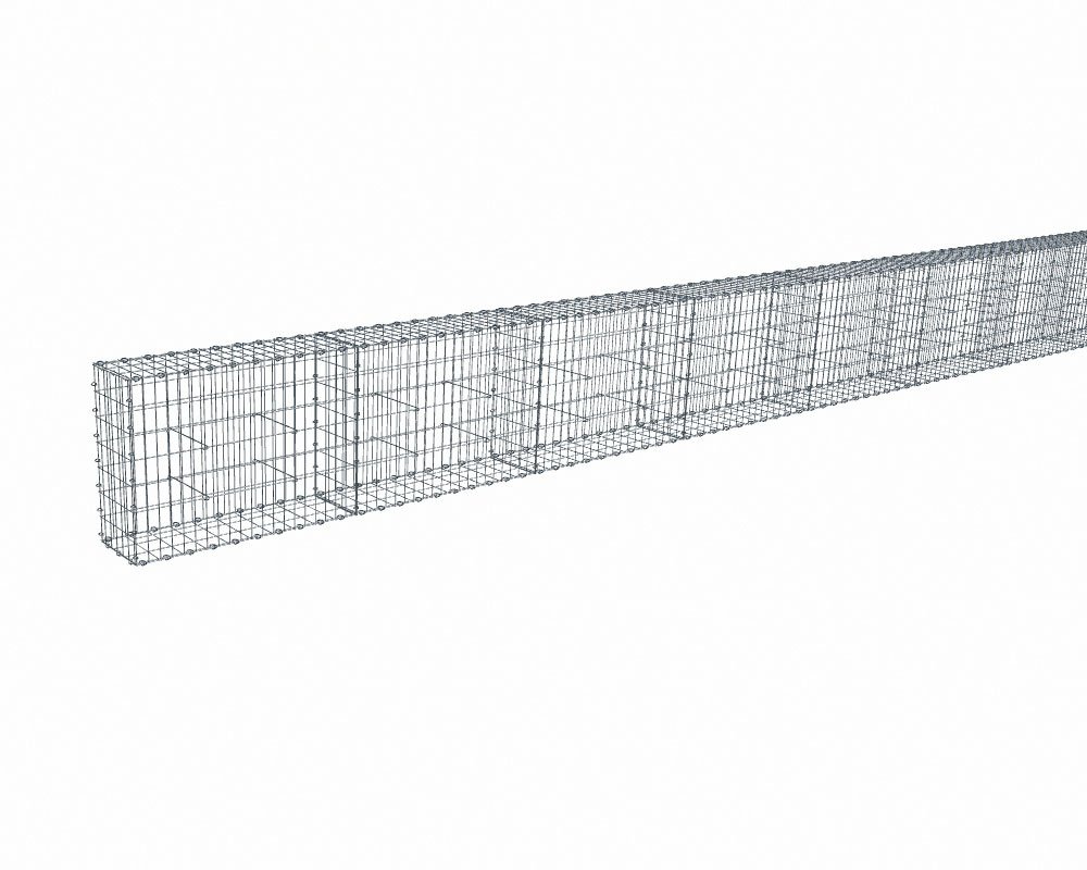 Kit gabion 30 m de longueur, 70cm (H) x 30cm (L), pour clôture, assemblage agrafes, mailles 5 x 10 cm, grilles non visibles mailles 10 x 10 cm