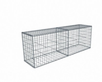 Vignette Kit gabion 2m de longueur, 70cm (H) x 50cm (L), pour clôture, assemblage spirales, mailles 5 x 10 cm, grilles non visibles mailles 10 x 10 cm