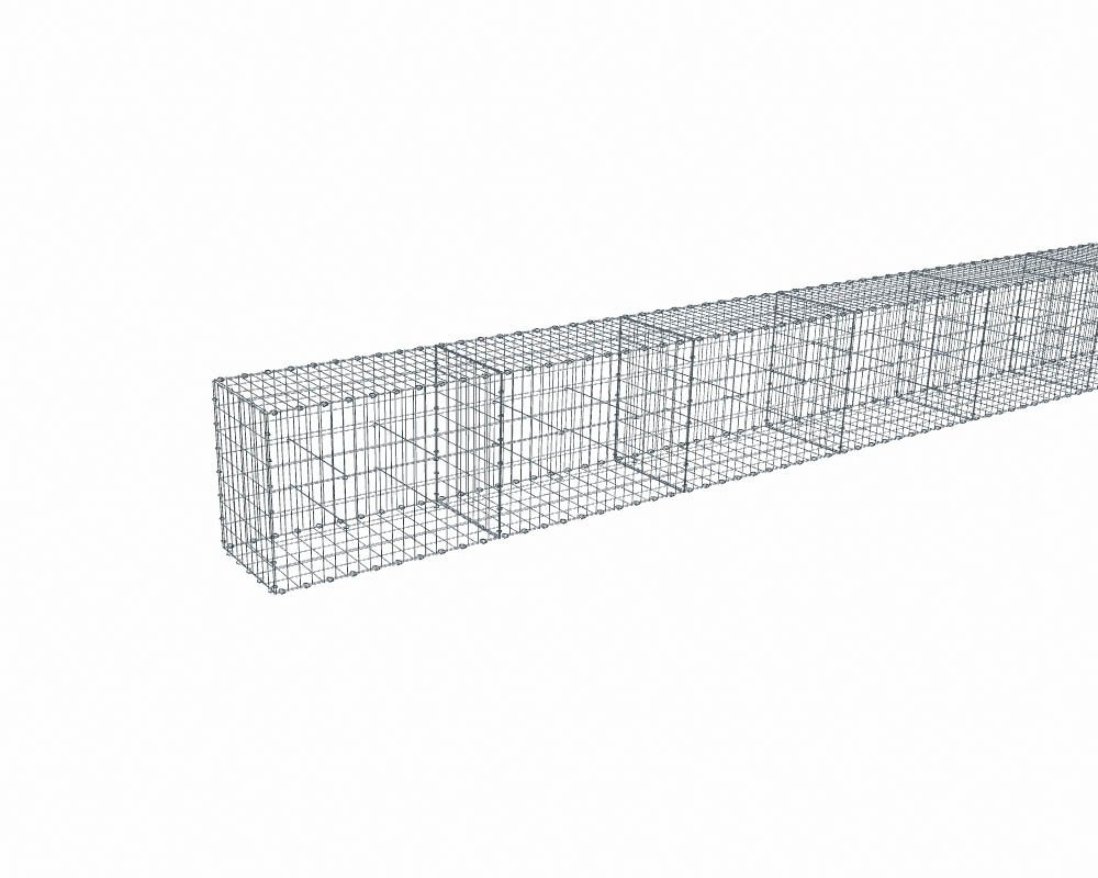 Kit gabion 30 m de longueur, 70cm (H) x 50cm (L), pour clôture, assemblage agrafes, mailles 5 x 10 cm, grilles non visibles mailles 10 x 10 cm