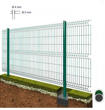 Vignette Kit grillage rigide 50 ml, à sceller fil de 4/5 mm, hauteur 1.93 m, vert