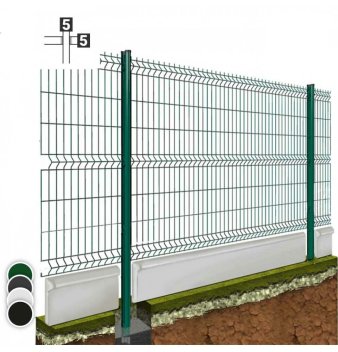 Vignette Kit grillage rigide gris 30 ml, à sceller fil de 5/5 mm, haut. 1.98 m, avec soubassement béton 25 cm