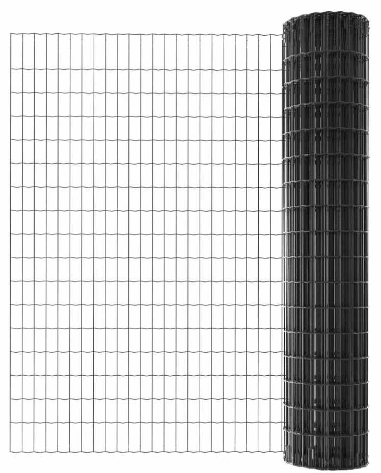 Kit grillage soudé 25 ml, fil de 2.5 mm, hauteur 1.00 m, gris, scellement en pleine terre