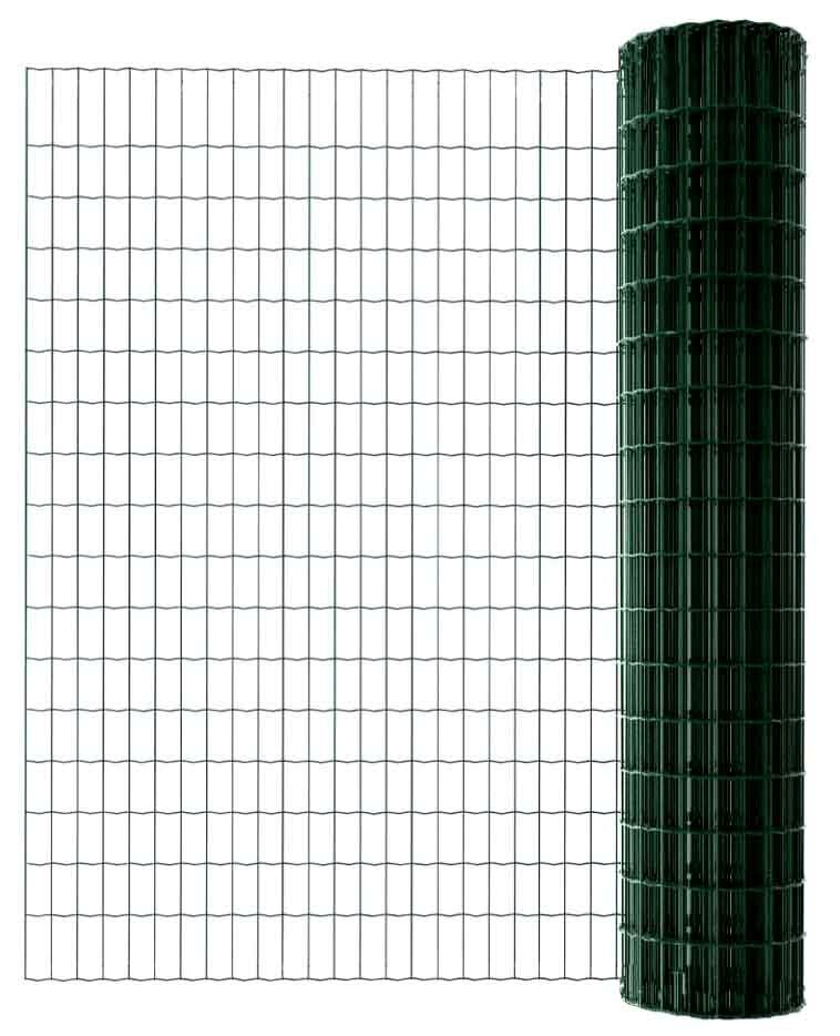 Kit grillage soudé 25 ml, fil de 2.5 mm, hauteur 1.00 m, vert, scellement sur muret ou dalle béton