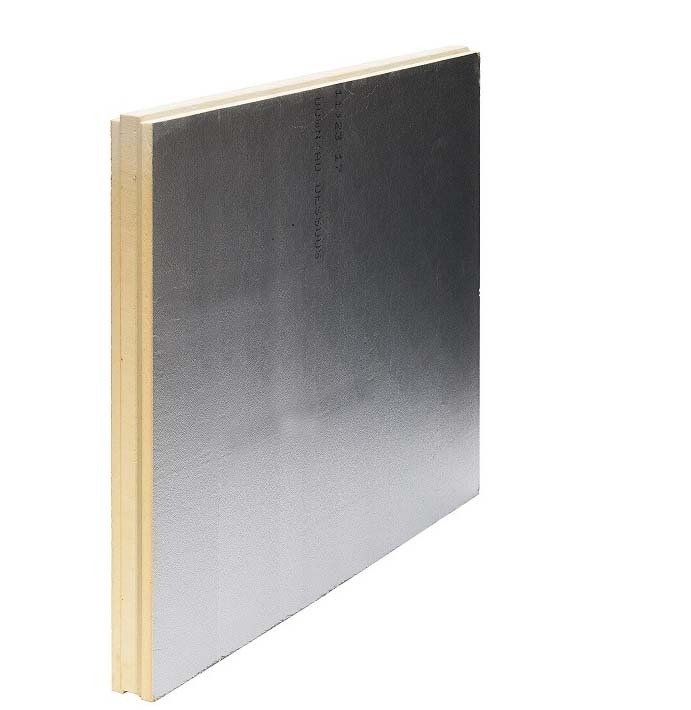 Panneau polyurethane revêtu d'un film aluminum sur les 2 faces-82 mm, rainuré bouveté