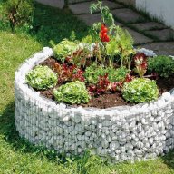 Bac à plante circulaire Ø 92 cm x 40 cm de haut. en gabion, mailles 2,5 x 10 cm