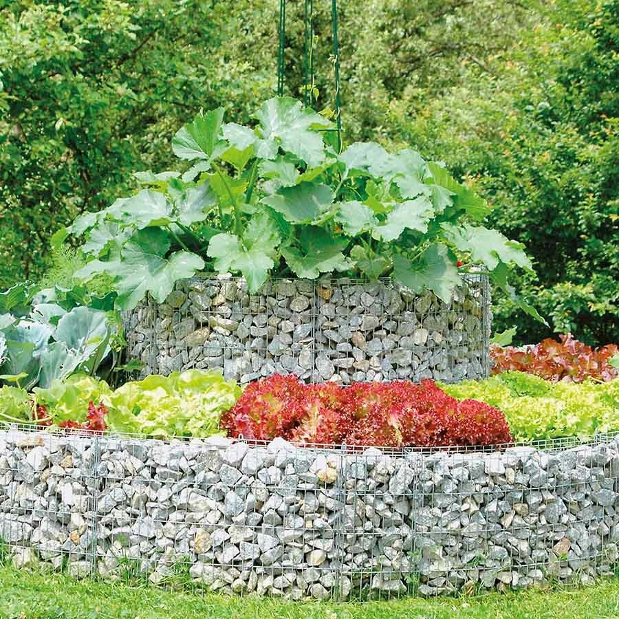 Bac à plante circulaire Ø 240 cm x 40 cm de haut. en gabion, mailles 2,5 x 10 cm