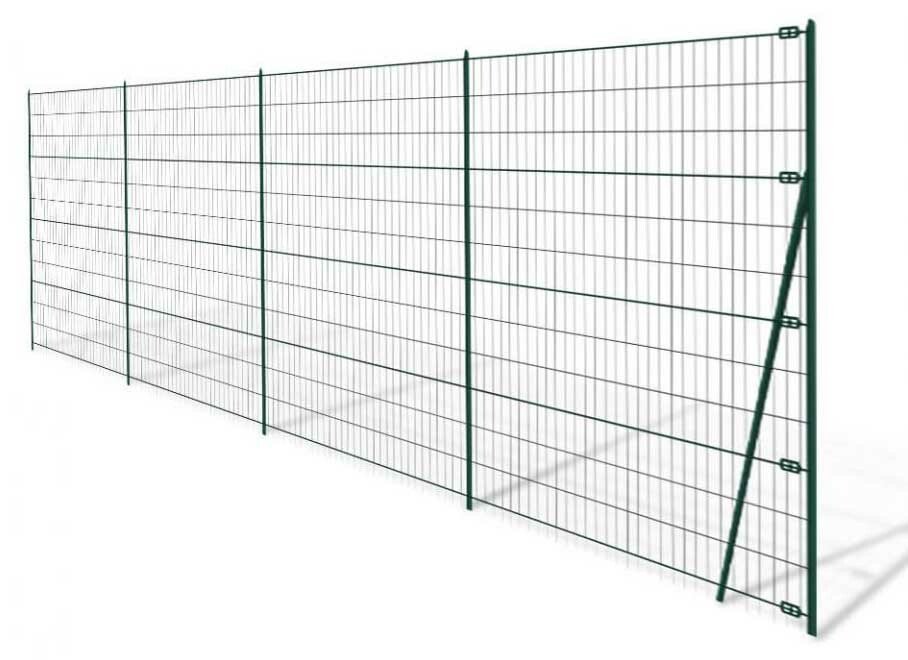 Kit grillage soudé 25 ml, fil de 2.1 mm, hauteur 1.00 m, vert, scellement sur muret ou dalle béton