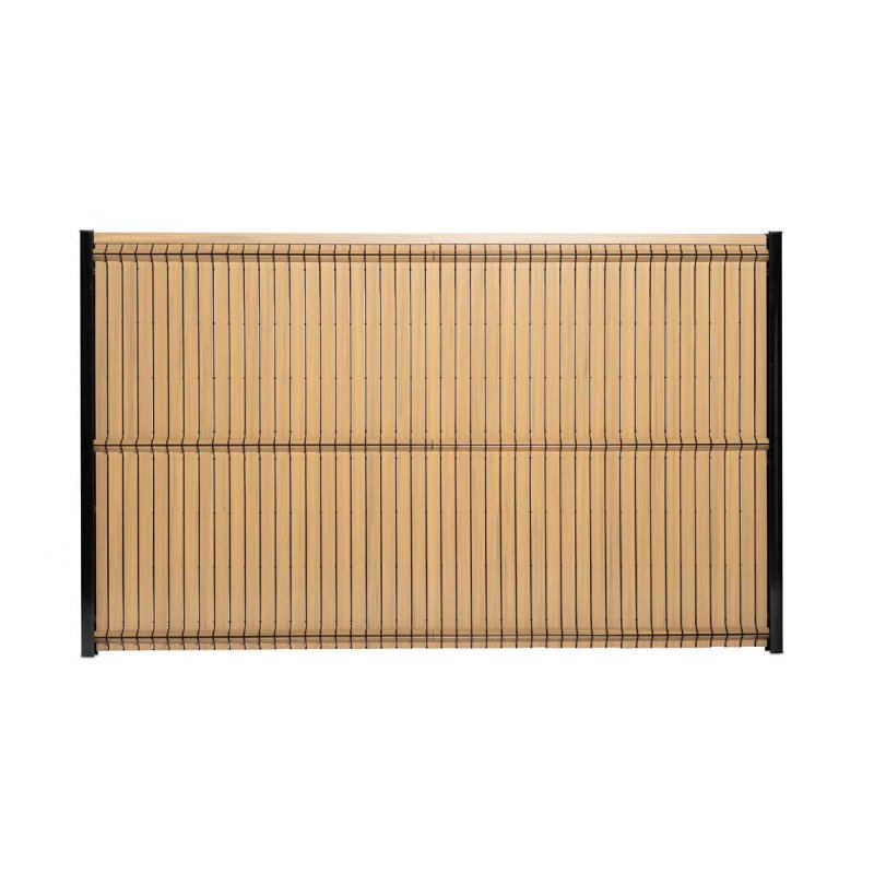 Kit d'occulation PVC couleur bois pour grillage rigide de 2,43 m de hauteur (pour 1 panneau) - Largeur maille 50 mm