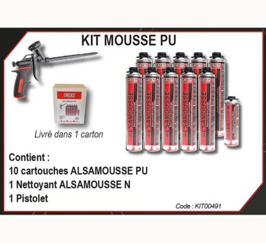 Vignette Kit Mousse PU classique livré en carton avec 1 nettoyant et 1 pistolet