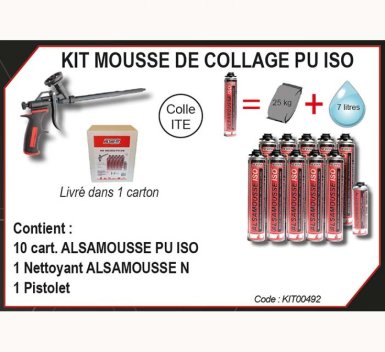 Vignette Kit Mousse de collage PU ISO livré en carton avec 1 nettoyant et 1 pistolet