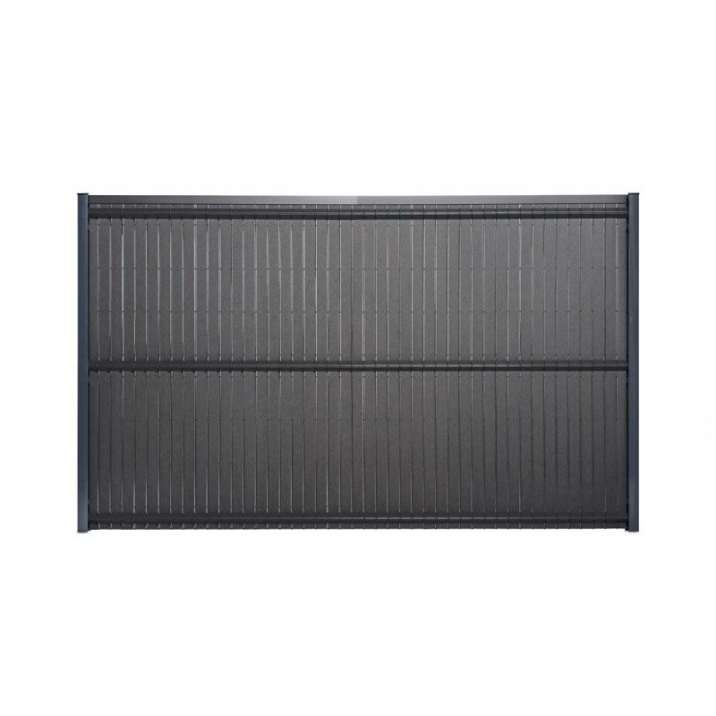 Kit d'occultation composite /alu gris pour grillage rigide de 1,23 m de hauteur (pour 1 panneau)