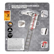 Escalier escamotable LMF120 avec échelle métallique pliable, hauteur 280 cm, 70 cm x 140 cm