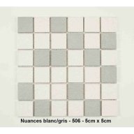 Mosaique Solid mixte Blanc/Gris , carreaux de 5 cm, rouleau de 1 m x 50 cm