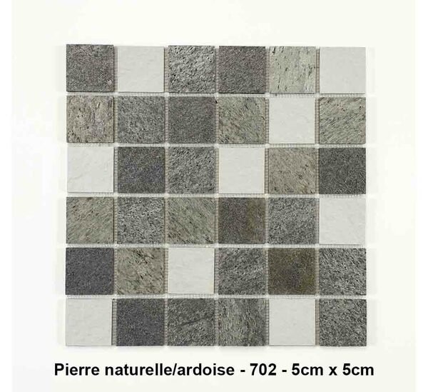 Mosaique Pierre naturelle/Ardoise , carreaux de 5 cm, rouleau de 1 m x 50 cm