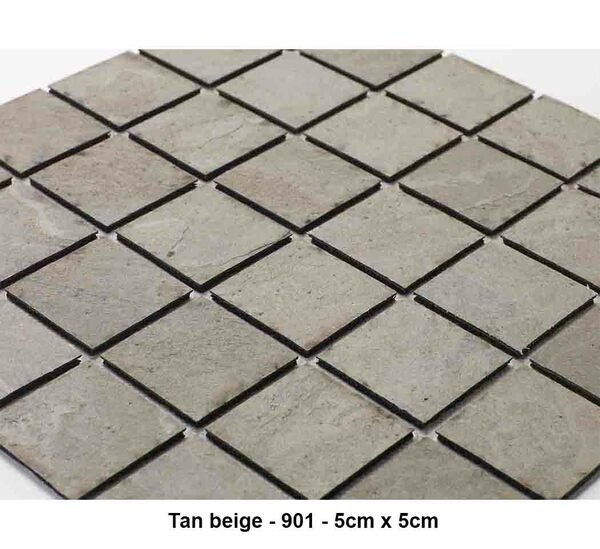 Mosaique pierre naturelle , Tan beige , carreaux de 5 cm, rouleau de 30 cm x 30 cm