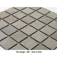 Mosaique pierre naturelle , Tan beige , carreaux de 5 cm, rouleau de 30 cm x 30 cm