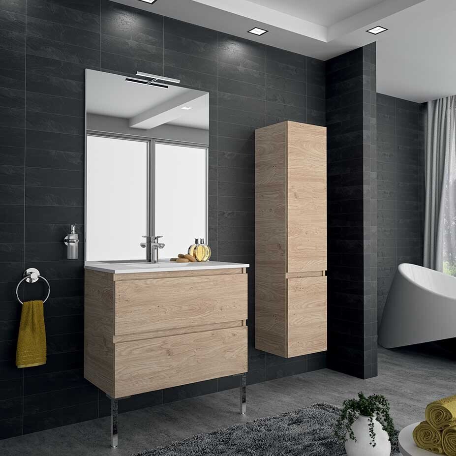 Miroir plan hauteur 110 cm, largeur 60,8 cm, avec applique lumineuse LED