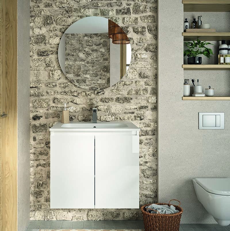 Miroir rond avec cadre en retrait, diamètre 80 cm