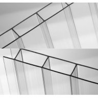 Plaque de polycarbonate traitée anti-UV 2 faces, alvéolaire translucide, 2 parois ép. 10 mm, dimensions 2100 mm x 3000 mm