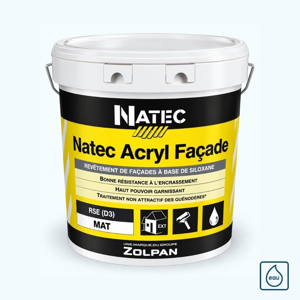 Revêtement façade à base de siloxane ZOLPAN NATEC ACRYL, classe D3