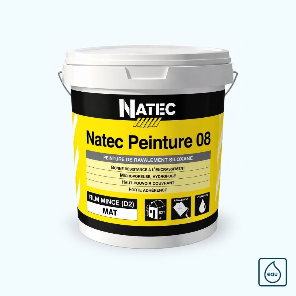 Peinture acrylique et siloxane haute résistance NATEC 08. Classe D2